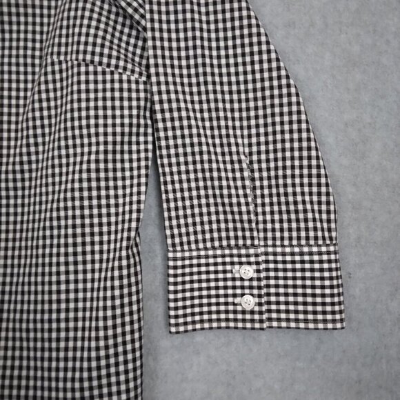 Talbots | Black & White Check Wrinkle Resistant Stretch Shirt | Size 16P - Picture 3 of 9